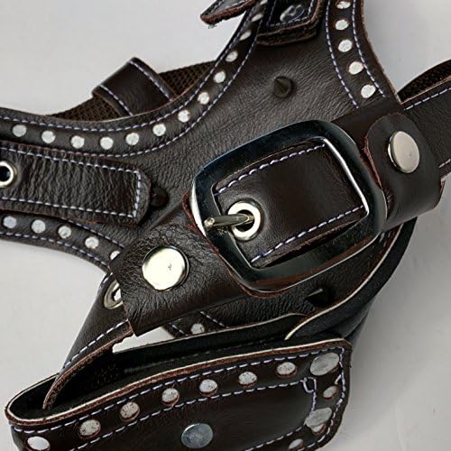 Spiked Leather Show Dog Harness Medium- Large Anti Pull Adjustable (Brown)