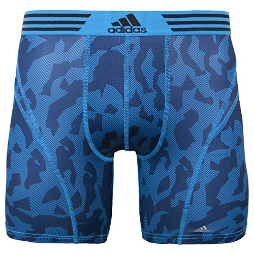adidas Men's Climalite Flex Boxer Brief Underwear, Chevrex Solar Blue/Solar Blue, Small