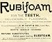 1888 Ad Rubifoam E W Hoyt Co German Cologne Dental Care Products Oral Hygiene - Original Print Ad