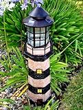 IMAGE OF Decorative Garden Solar Powered Large Lighthouse Fiberglass Solar Light (BLUE/IVORY)