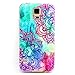 Galaxy S5 case, JAHOLAN Mint and Purple Two Big Flower Pattern Clear Bumper TPU Soft Case Rubber Silicone Skin Cover for Samsung Galaxy S5 i9600 (Not for S5 Mini)