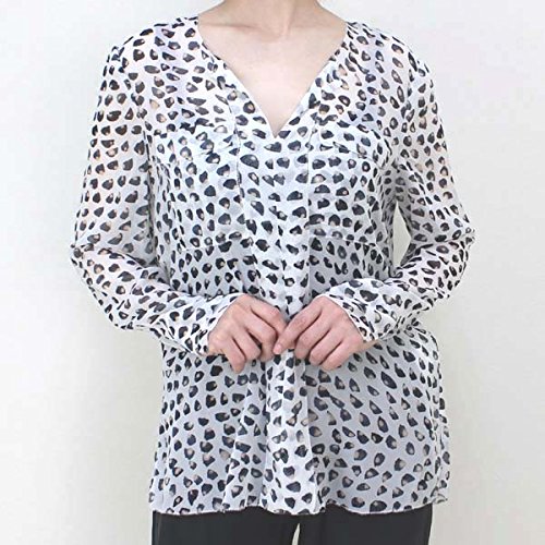 【ノーブランド品】ＭＡＲＣＣＡＩＮ 白黒柄シルクブラウス