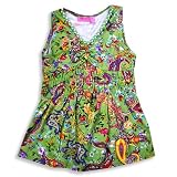 Haven Girl - Girls Knit V-Neck Smock Tank, Green, Multi