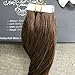 Full Hair 18 Inch Popular Multi-Colors Medium Brown (#4) Tape in Premium Remy Human Hair Extensions 40 Pcs Per Set 100g Weight Straight Human Hair Tape Hair Extensions