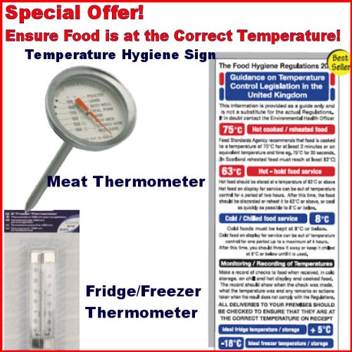 Food Hygiene Regulations 2006 Guide to Temperature control in UK for food production with a Fridge Freezer Thermometer and a Meat Cooking Thermometer to improve and maintain Scores on the Doors ratings.