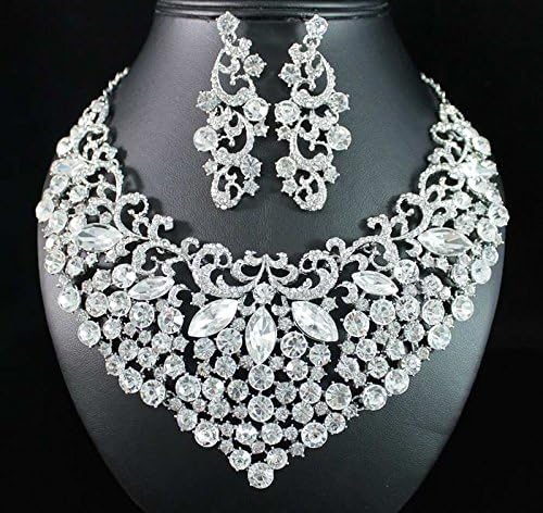 Janefashions Amazing Clear Austrian Rhinestone Crystal Necklace Earrings Set Wed Bridal N1755