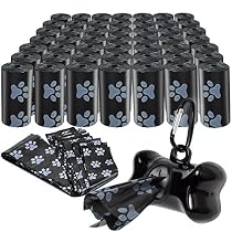 OxGord Plastic Dog Waste Bags with Bone Dispenser and Leash Clip, Black, 1000 Count
