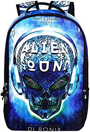 Linbag Lightweight Cool Skull Boys School Bookbag Backpack for Teens Blue
