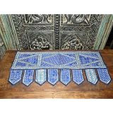 Midnight Blue Beads Sari Toran Wall Tapestry Topper Valance Free Shipp