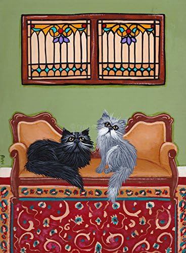 The Persian Cat Room - Original Cat Folk Art Painting