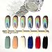 Travelmall Holo Pure Powder Holographic Bright Shinning Magic Mirror Laser Nail Powder Nail Glitter Rainbow Pigment Manicure Chrome Pigments With 2 nail brushes