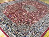 10'0 x 12'8 Red Persian Hand Knotted Wool Mashad Rug