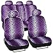 BDK Premium 9 Pc Safari Print Low Back Front Car Seat Rear Bench Head Rest Covers Set for Car Truck SUV (Leopard Purple)