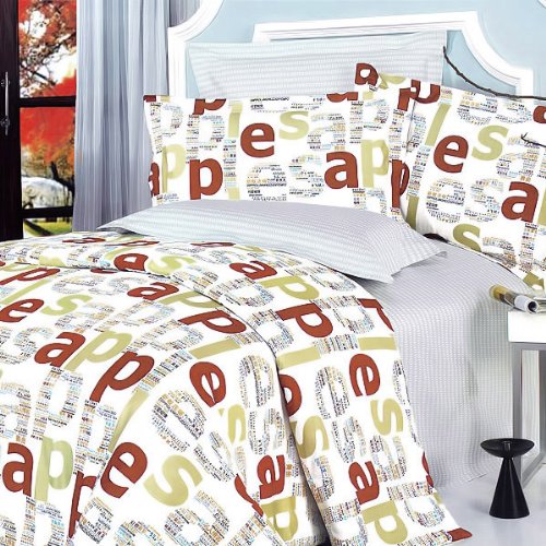 Blancho Bedding - [Apple Letter] 100% Cotton 3PC Comforter Cover/Duvet Cover Combo (Twin Size)