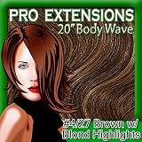 Pro Extensions Body Wave 20 x 39 #4/27 Dark Brown w Golden Blonde Highlights 100% Clip on in Human Hair Extensions