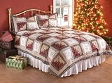 Cross - stitch Log Cabin Cotton Quilt and Sham Set