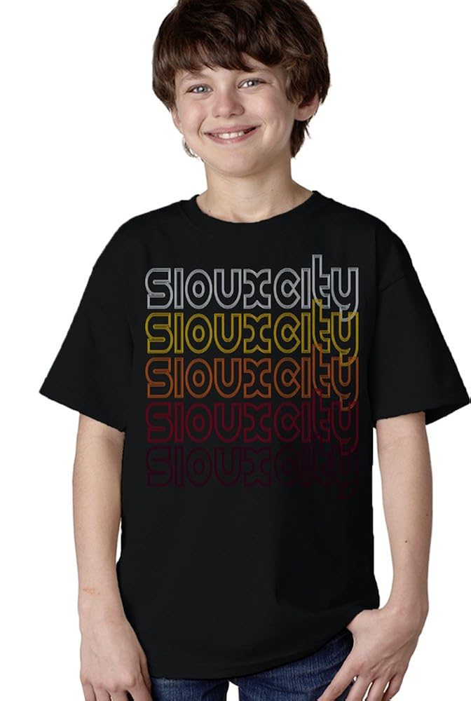 Amazon.com: SIOUX CITY, IOWA Retro Vintage Style Youth T-shirt ...