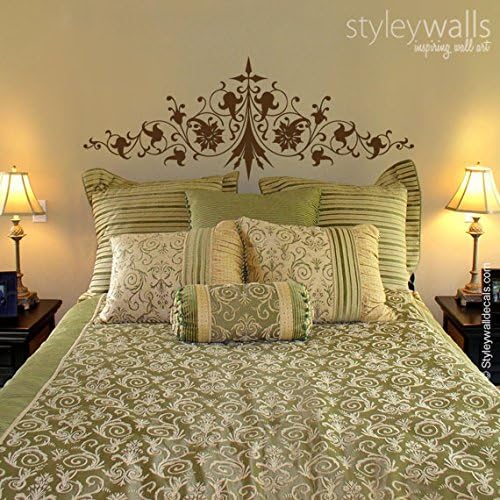 Bed Head Wall Decal, Ornate Bed Headboard Vinyl Wall Decal, Bed Room Decor Wall Decal, Bed Headboard Sticker