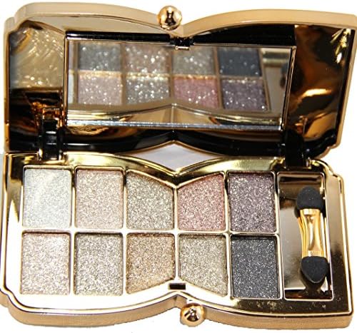HAPPY CXL Womens 10 Colors Waterproof Make UP Glitter Eyeshadow Palette with Brush and Mirror