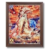Native American Indian Chief Home Decor Wall Picture Cherry Framed Art Print