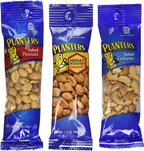 Planters Variety Pack, 24 Packs (12-1.75 oz salted peanuts, 6-1.75 oz honey roasted peanuts, 6-1.5 oz salted cashews)