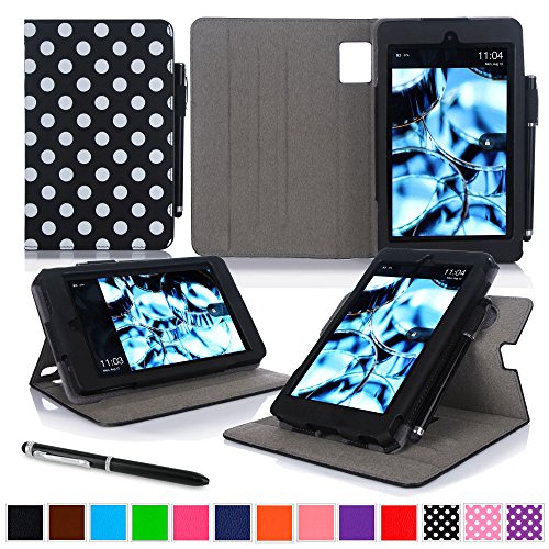 roocase Kindle Fire HD 6 2014 Case, new Kindle Fire HD 6 Dual View Folio Case with Sleep / Wake Smart Cover with Multi-Viewing Stand for All-New Fire HD 6 Tablet (2014), Polkadot Black