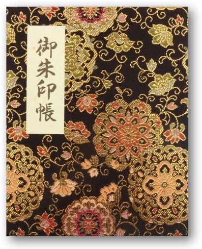 [HOTOKUDO] 'Goshuin-cho' Japanese pilgrimage stamp(note)book with protective cover. (Bellows type, Black. 100 pages, Brocade. H: 6.69" W: 5.31", (import japan))