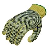 G and F 1670M Cut Resistant 100-Percent Kevlar Gloves with PVC Dots on Both Sides, Yellow, Medium, 1