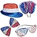 4th of July Set, Patriotic Sequin Blinking Hat, 4th of July Shutter Shade Glasses, Patriotic Bow Tie, Patriotic Color Pom Poms