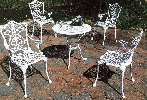 Gartenset Bistroset LUGANO 3-teilig, Aluguss / Alu weiss