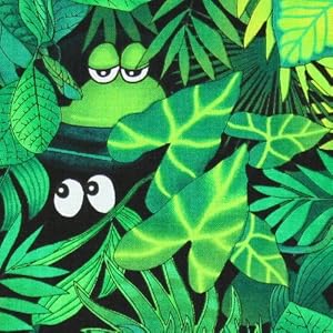 Timeless Treasures Peeking Frogs Green Fabric Yardage