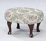 IMAGE OF Upholstered Cherry Wood Foot Stool Wooden Footstool