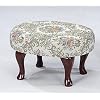 Coaster Queen Anne Style Footstool with Floral Damask Covered, Cherry Finish