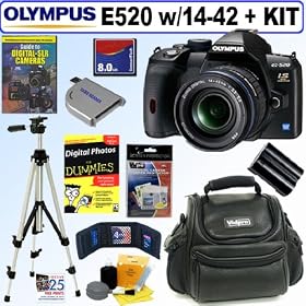 Olympus Evolt E520 10MP Digital SLR Camera with Image Stabilization w/ 14-42mm f/3.5-5.6 Zuiko Lens + 8GB Deluxe Accessory Kit