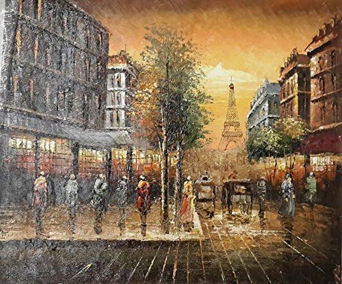 Paris Eifel Tower Bl Colorful Street View Oil Painting on Canvas Cityscape Wall Art House Deco 20x24 50x60cm