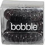 Kodo Spiral Black Invisible Hair Bobble Pack of 3, Pain Free Hair Band, Reduces Split Ends