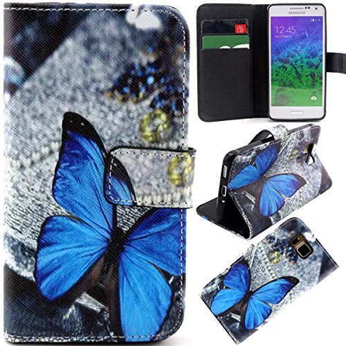 Galaxy Alpha Case, G850f Case,gift_source [Stand Feature] Case Wallet [Wallet S] Premium Wallet Case Flip Cover for Samsung Galaxy Alpha G850f - Blue Butterfly Pattern