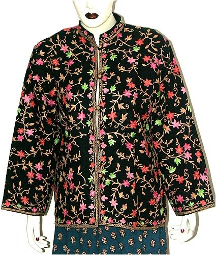 Womens Outerwear Jackets Wool Fabric Handmade in Kashmir Size 14 (jkt345)