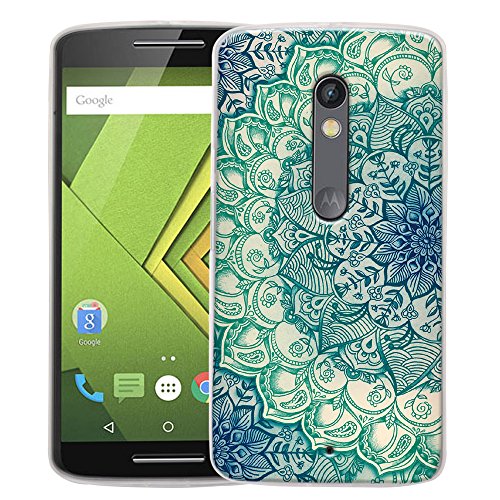 Droid Maxx 2 Case, Harryshell(TM)Mandala Flower Floral Tpu Gel Flexible Silicone Soft Case Cover Skin Protective for Motorola Moto Droid Maxx 2/ Moto X Play