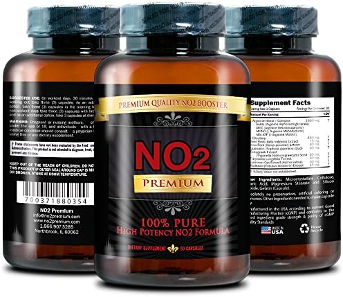 NO2 Premium -#1 100% Natural NO2 Nitric Oxide Supplement on market - with L-Arginine (AAKG), L-Citrulline, Pine Bark and Beetroot Extract - 100% Money Back - 6 Bottles (6 Months Supply)