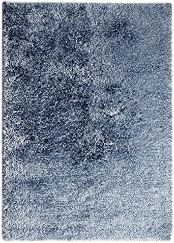 Global Accents Silky Shag Area Rugs - (4'x6') Polyester Shaggy with Lots of Textured Pattern with Royal Soft Fine Lustrous Look for Living, Indoor &amp; Dining Room Accent with Natural Cotton Warp &amp; Weft - Color Sky Blue Shag Rugs - Made in India - Handloom Shaggy Carpet
