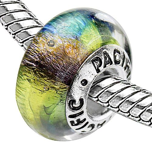 925 Sterling Silver Murano Glass Bead - Reggae (Pandora and Chamilia Compatible)