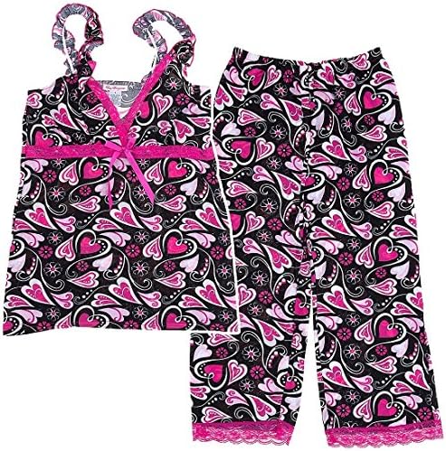 Lucy Loungewear Valentine's Day Pink Heart Capri Women's Pajamas M