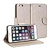 GMYLE iPhone 6 Plus Case, Wallet Case Classic for iPhone 6 (5.5 inch Display) - Champagne Gold Natural Silk Pattern PU Leather Slim Stand Case Cover (with 2 card slots and and money pocket)