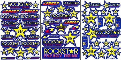3 Rockstar Energy Drink Metal Mulisha Yamaha Kawasaki Motocross Race Racing F1 Logo Sponsor Sticker Decal Skateboard Car Bike Bicycle Kid Wall Helmet Decoration RSY302