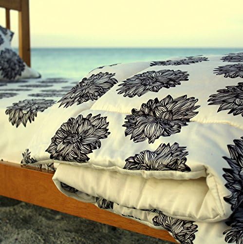 Island Picnic Organic Cotton Toddler Comforter - Evelyn Brown Flowers/Natural - Reversible