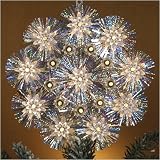 19 Light Silver Tinsel Flower Tree Topper With Clear Lights