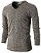 H2H Mens Casual Slim Fit Thin Knit Fabric Lightweight V-Neck Long Sleeve T-Shirt