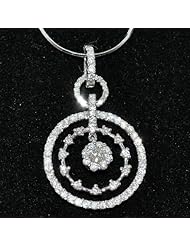 Vintage Diamond Pendant 14K White gold 1ct Circles New designer Style 30mm