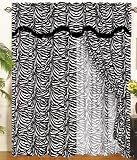 Zebra Animal Curtain Set w/ Valance/Sheer/Tassels